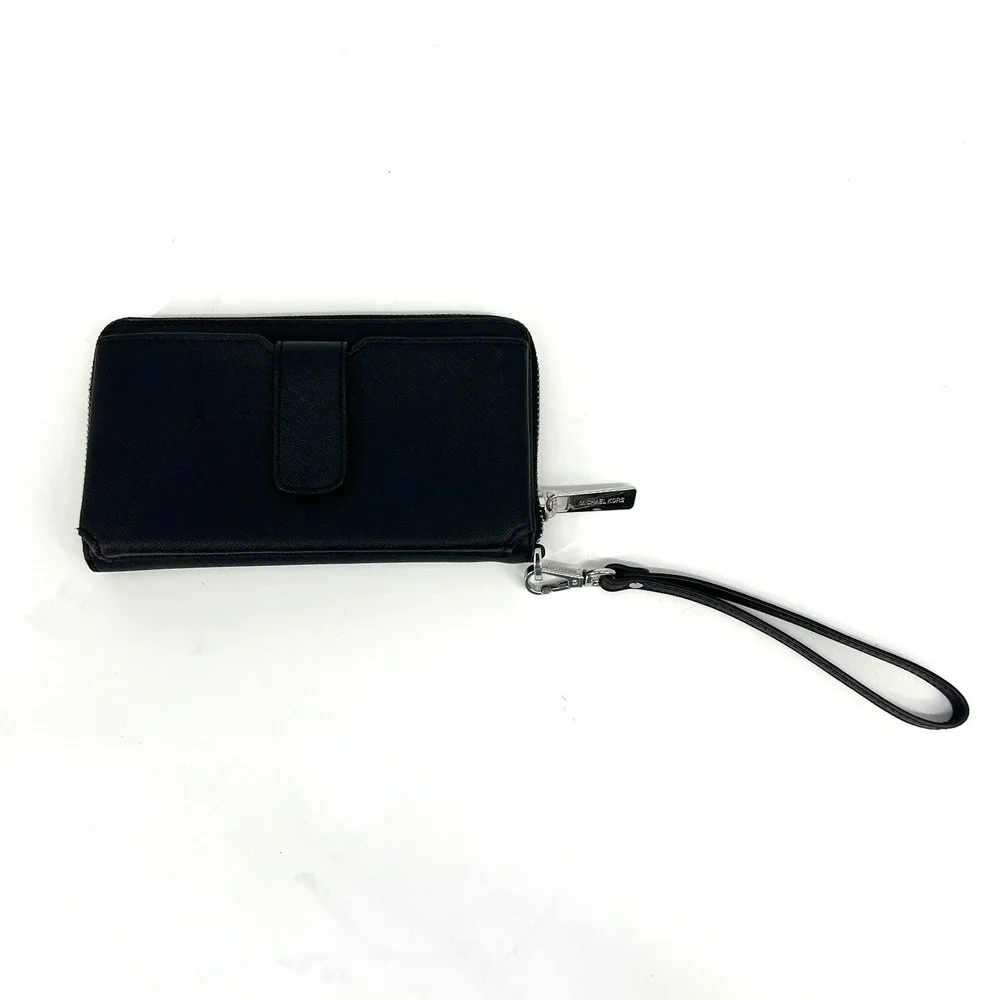 Michael Kors Jet Set Travel M Zip Phone Wallet Saffiano Leather Black 35S0STVL2L - Picture 6 of 9